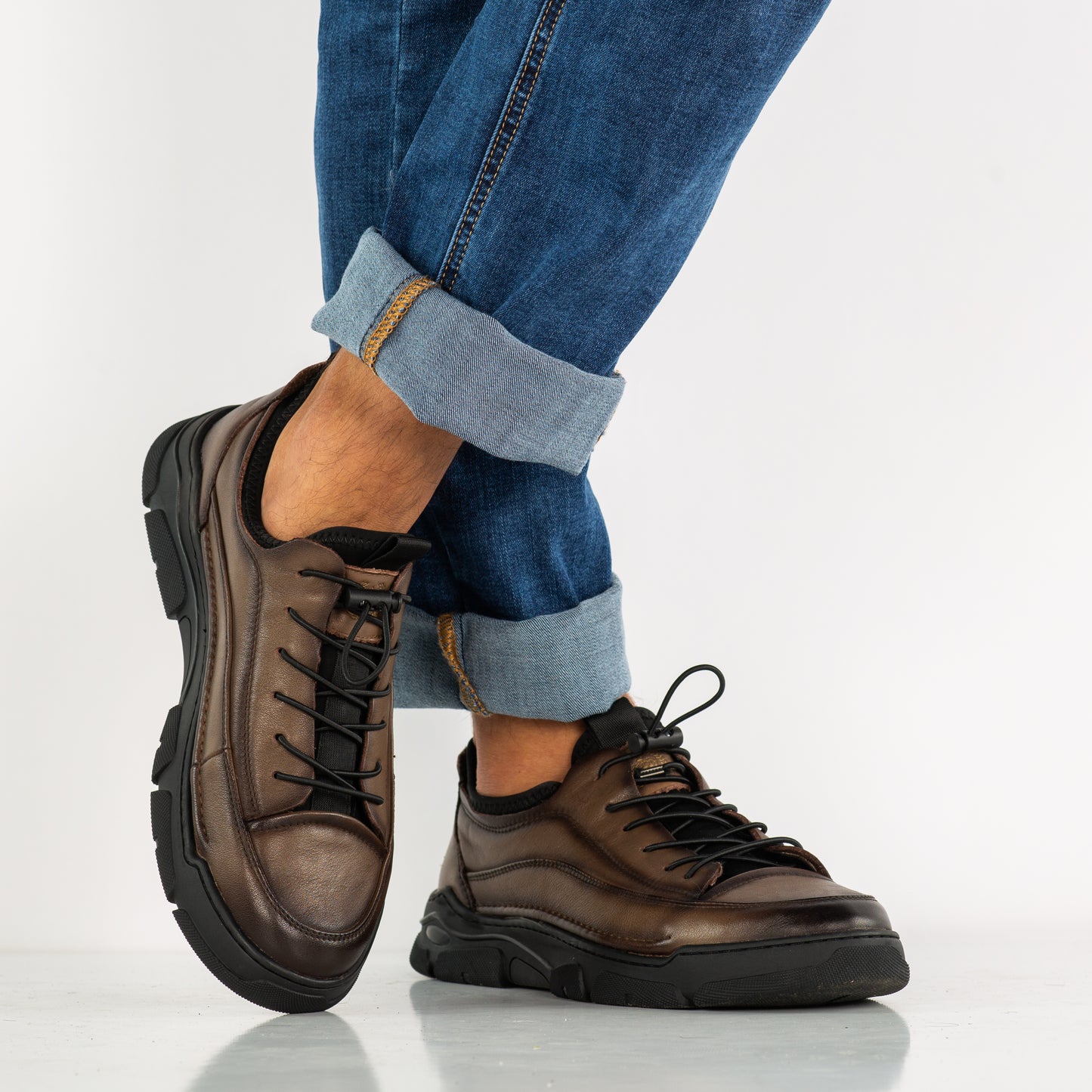 Men's sports sneakers genuine leather FRANCO GERARDO 901 khaki