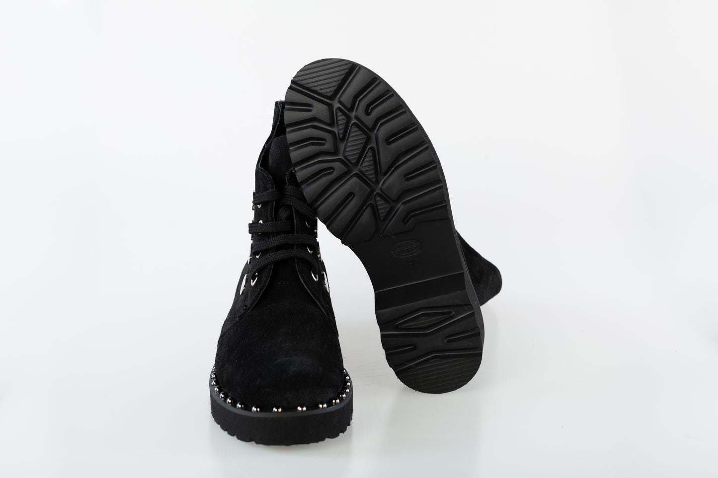 Women's casual boots made of genuine leather PREGO 230 black velour