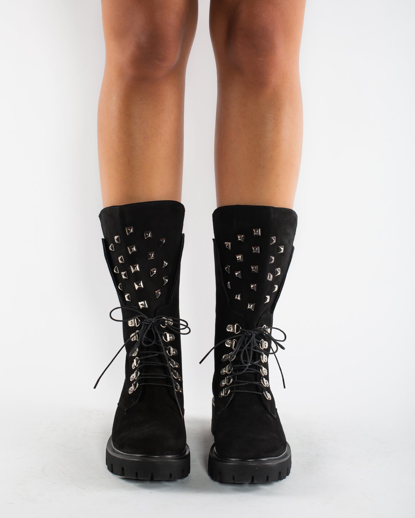 Women's casual boots, natural leather 1085, black velour