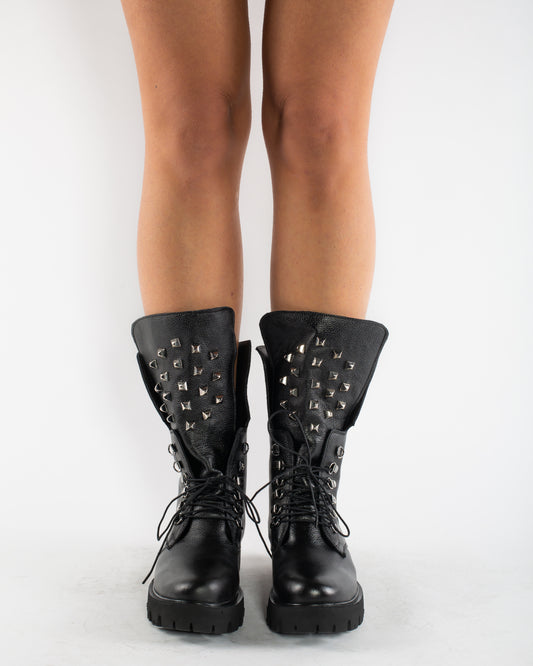 Women's casual boots, natural leather 1085, black box