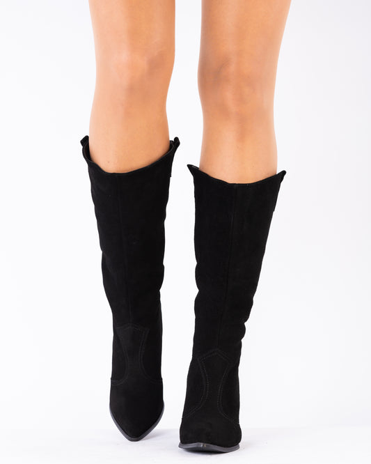 Women's casual boots made of genuine leather LARISA Vegas black velour