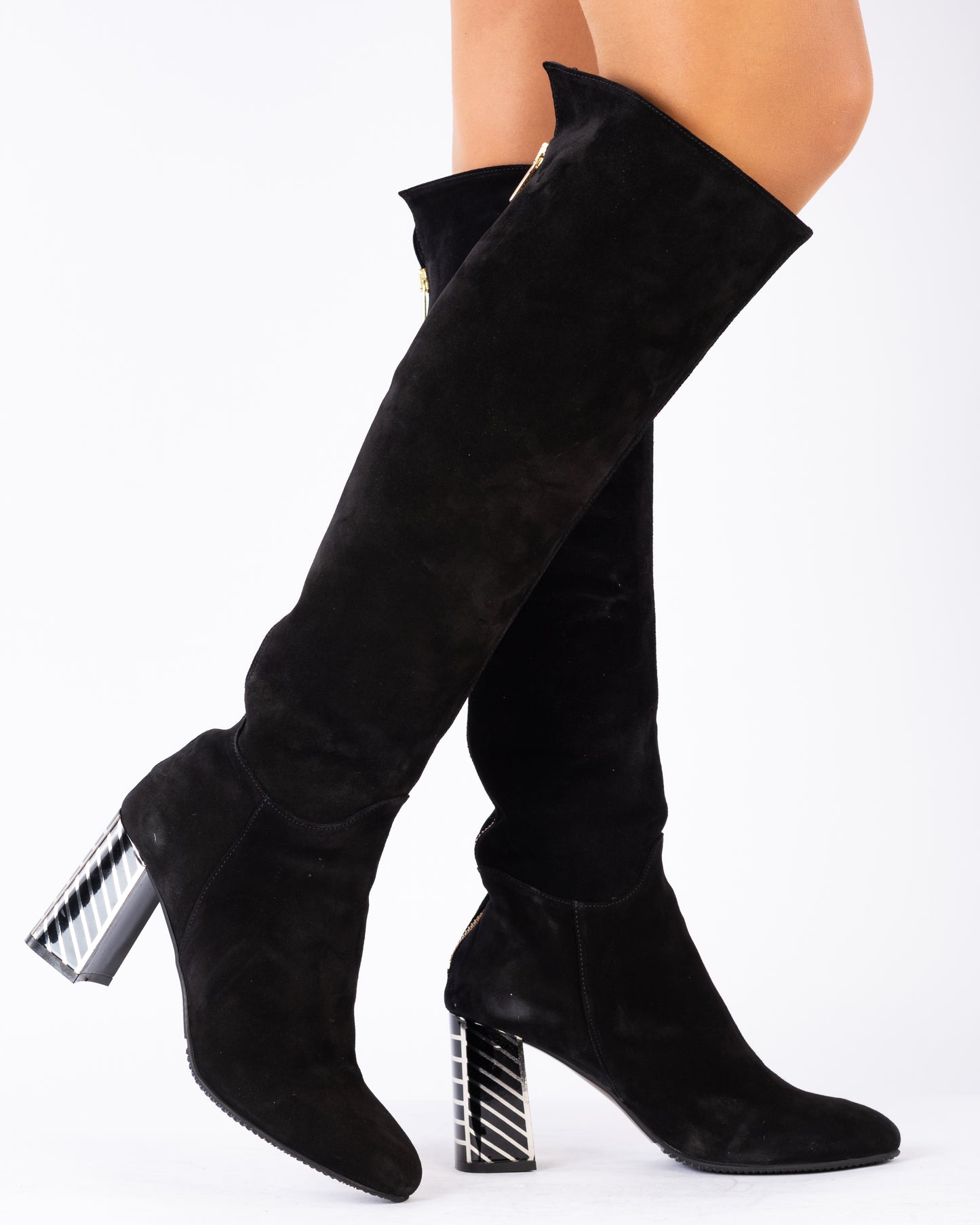 Cizme dama elegante piele naturala SAVANA 92-5 negru velur