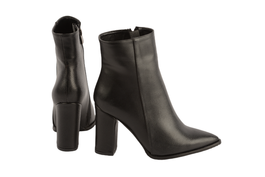 Elegant women's boots, organic leather, Corina, black, box