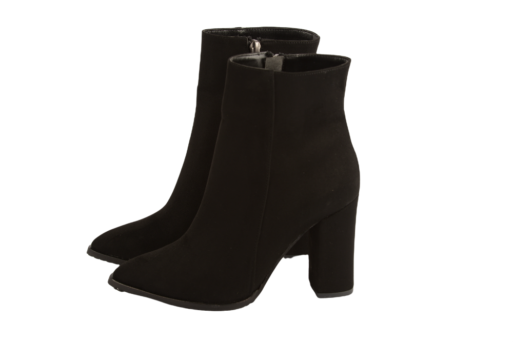 Elegant women's boots, eco-leather, black velour, Corina