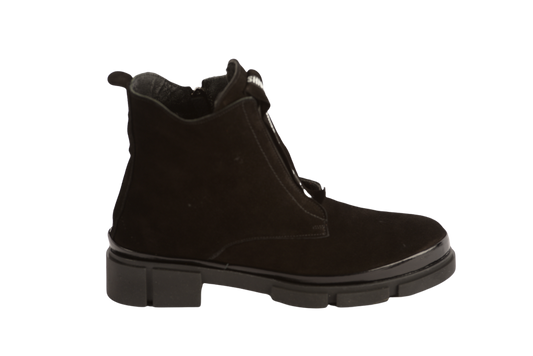 Women's casual boots, genuine leather, JOHAN 250, black velour