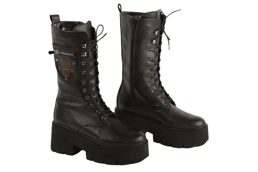 Women's casual boots made of genuine leather PERLA 1310-1 black biz