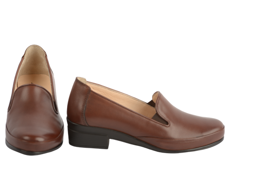 Women's casual shoes, genuine leather JOHAN 220, brown