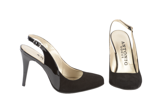 Elegant women's shoes made of genuine leather ANTONIO 21721 black patent