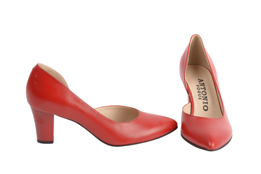 Elegant women's shoes made of genuine leather ANTONIO 2462 red