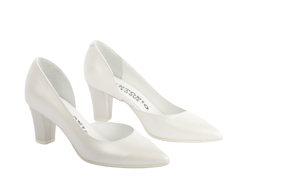 Pantofi mireasa piele naturala ANTONIO 2462 alb sidef