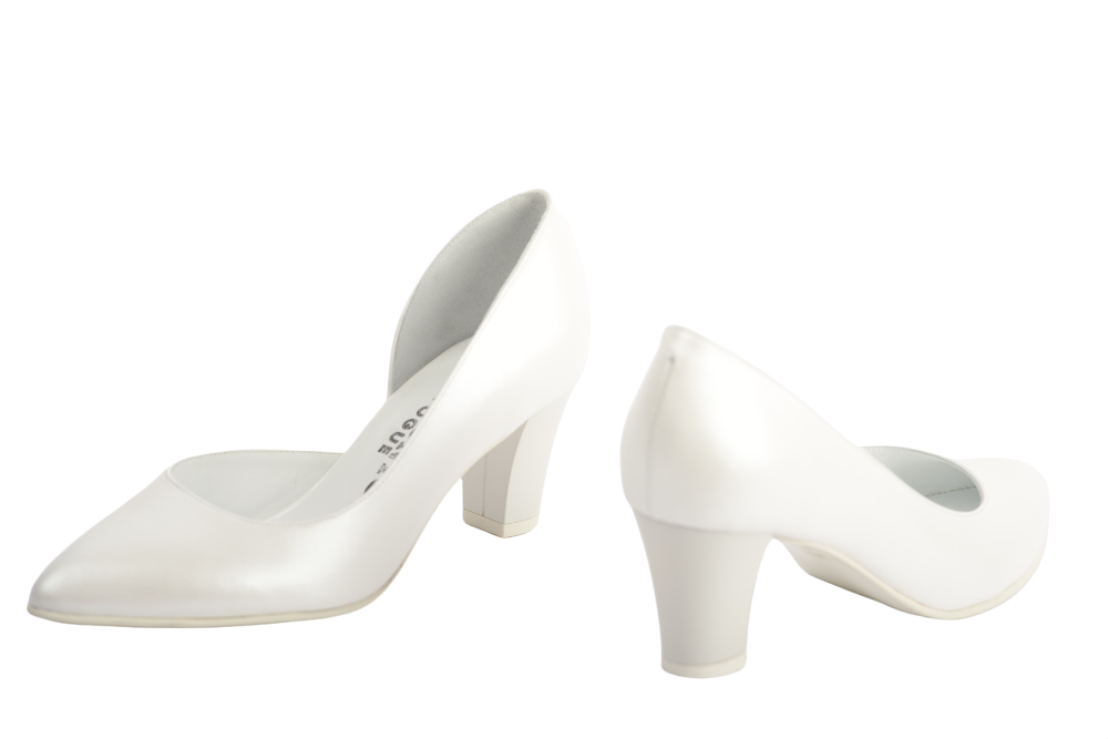 Pantofi mireasa piele naturala ANTONIO 2462 alb sidef