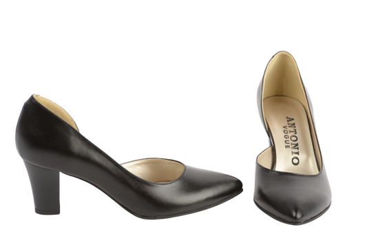 Elegant women's shoes made of genuine leather ANTONIO 2462, black box