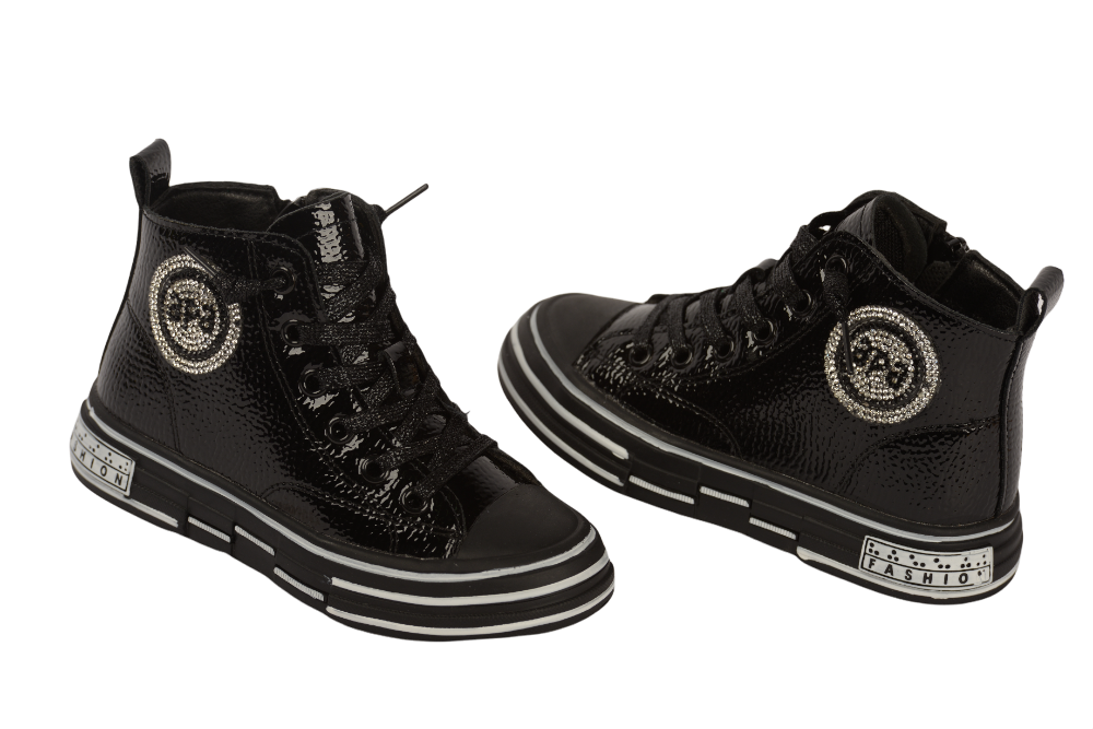 Ghete fete piele ecologica 190 negru lac