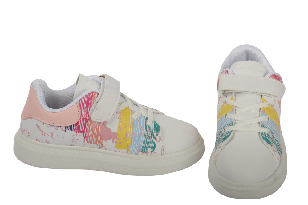 Girls' sneakers, eco-leather 043, white