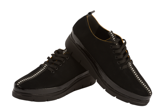 Women's casual shoes made of genuine leather PERLA 1237 black velour