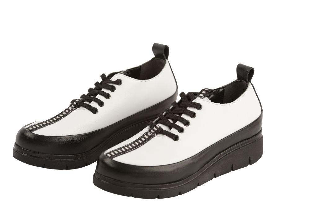 Pantofi dama casual piele naturala PERLA D906-1 alb negru