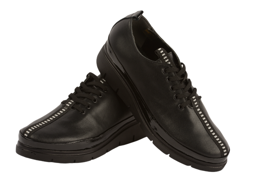 Women's casual shoes natural leather PERLA 1237 black lacquer box