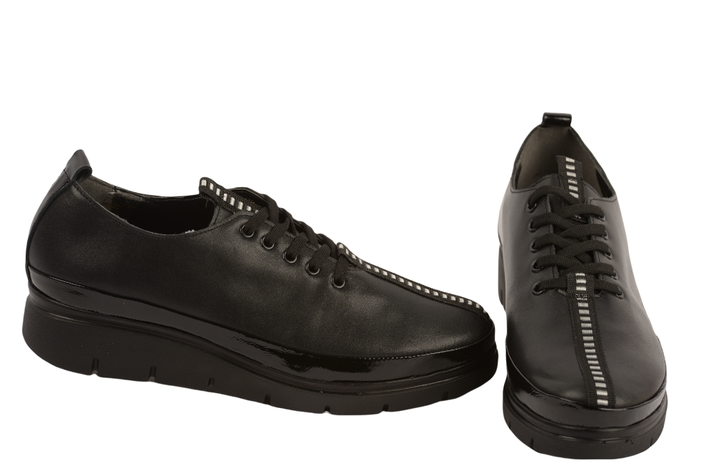 Pantofi dama casual piele naturala PERLA 1237 negru box lac