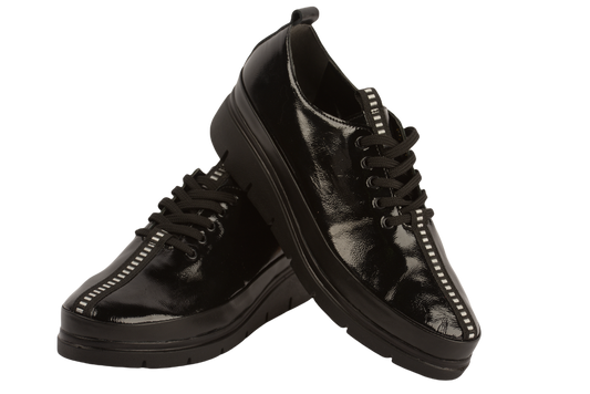 Women's casual shoes natural leather PERLA 1237 black patent