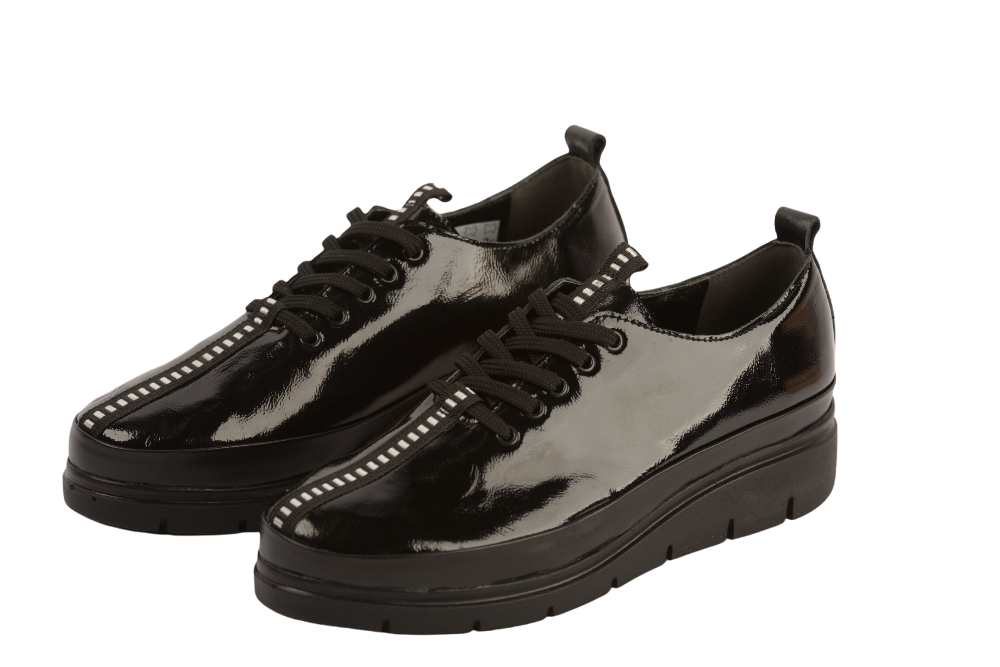 Women's casual shoes natural leather PERLA 1237 black patent