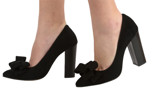 Elegant women's shoes made of genuine leather ANTONIO 341 black velour