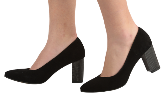 Elegant women's shoes made of genuine leather ANTONIO 21216 black velour