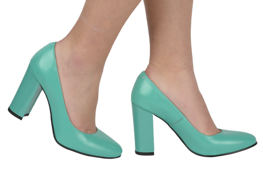 Elegant women's shoes, natural leather, NIKE 1014, green