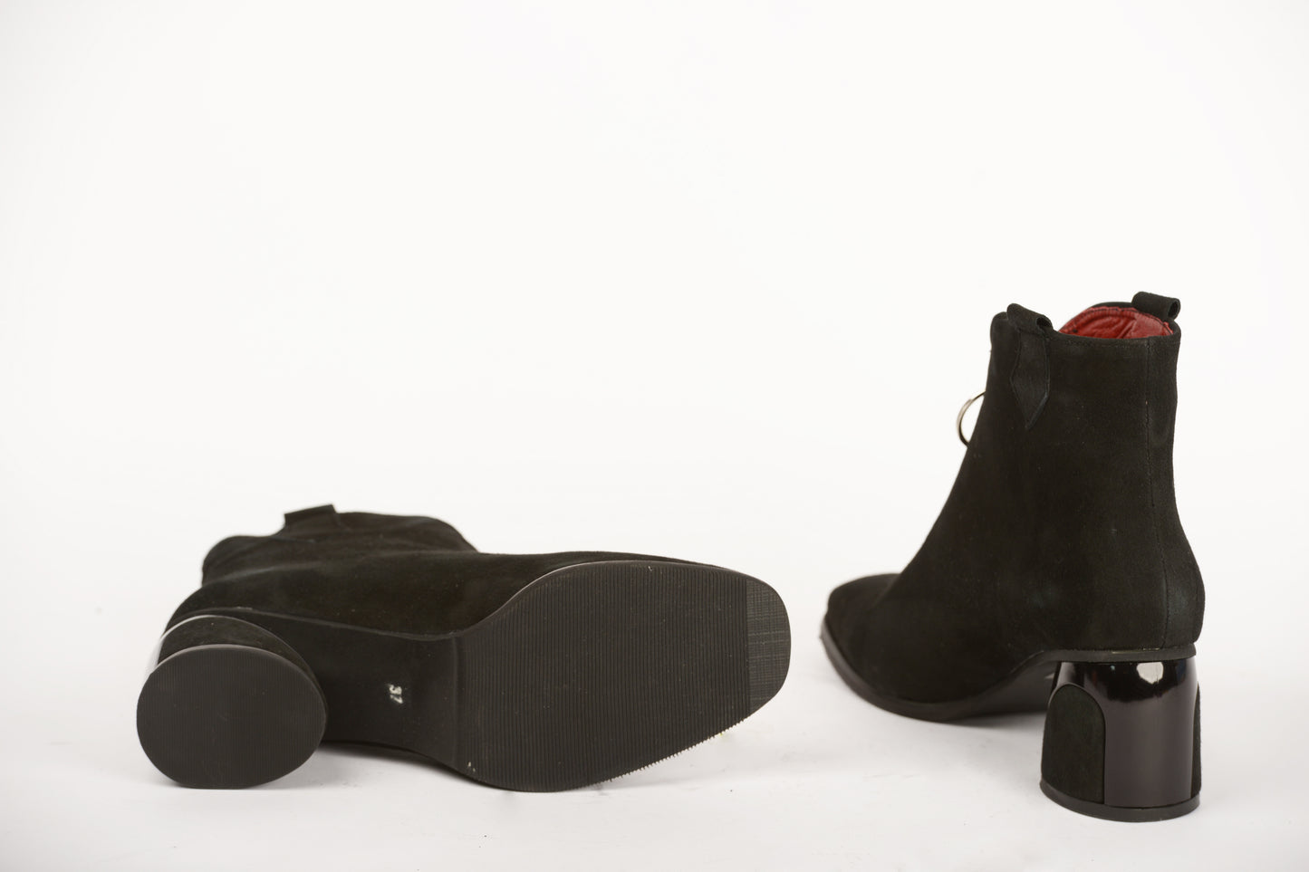 Elegant women's boots, genuine leather, JOHAN 156, black velour