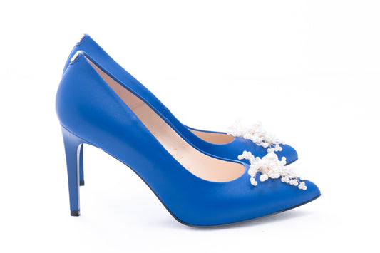 Elegant women's shoes made of natural leather SALA 20062 blue