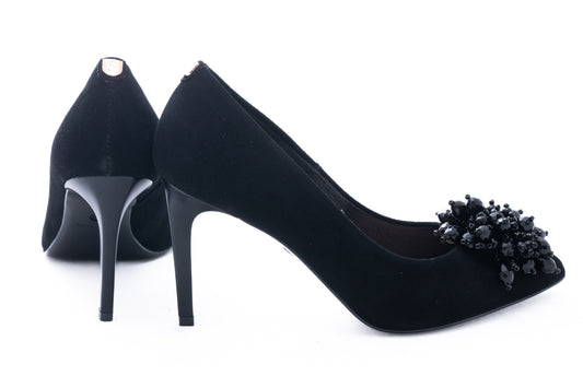 Elegant women's shoes made of genuine leather SALA 20096 black velour