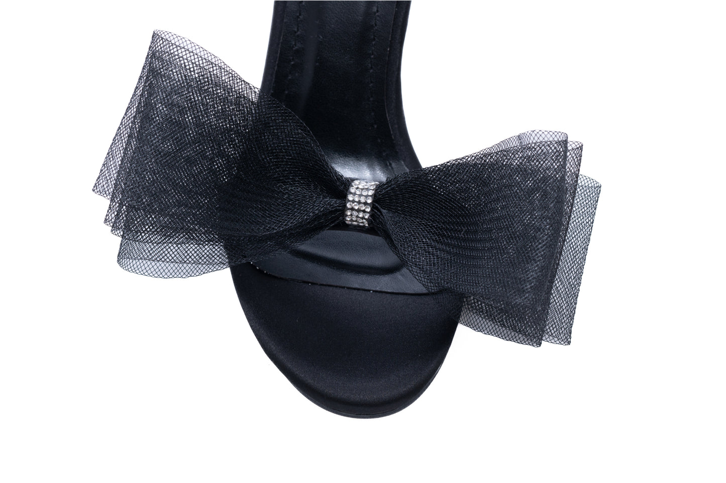 Elegant women's sandals in eco-leather 505 black satin