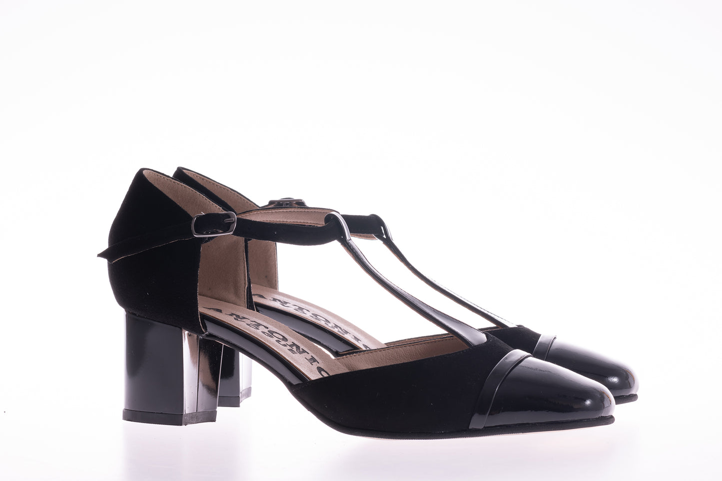 Pantofi dama eleganti piele naturala ANTONIO 7337 negru velur lac