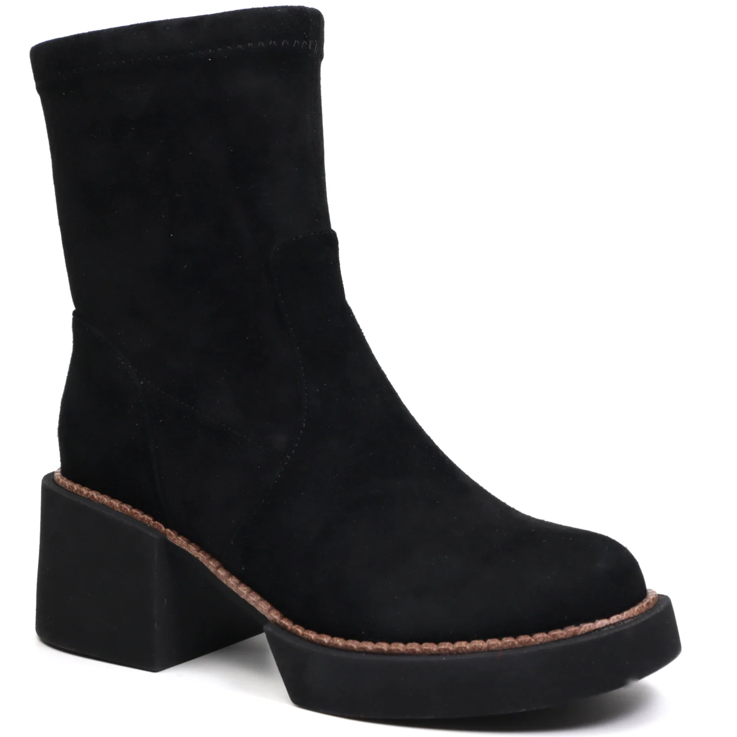 Women's casual boots, natural leather 2364, black velour
