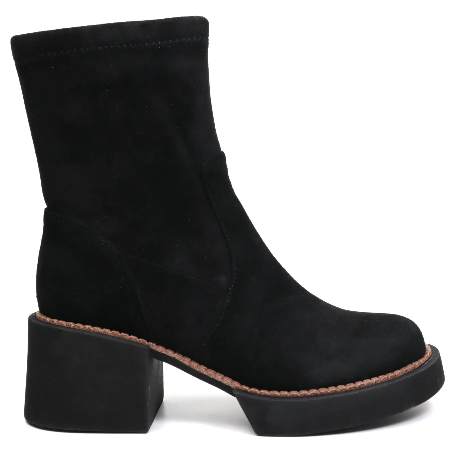Women's casual boots, natural leather 2364, black velour