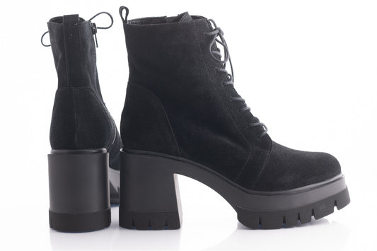 Ghete dama casual piele naturala PERLA 1617 negru velur