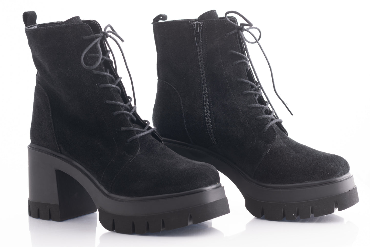 Women's casual boots made of genuine leather PERLA 1617 black velour