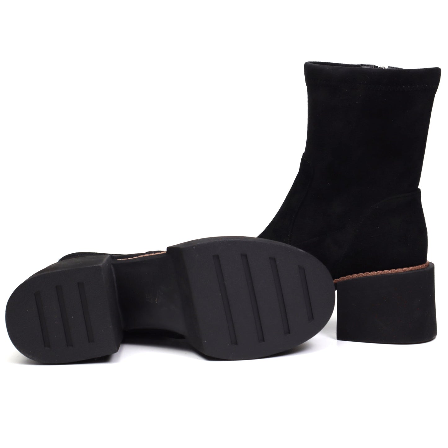 Women's casual boots, natural leather 2364, black velour