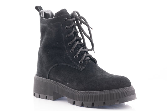 Ghete dama casual piele naturala PERLA 3003 negru velur