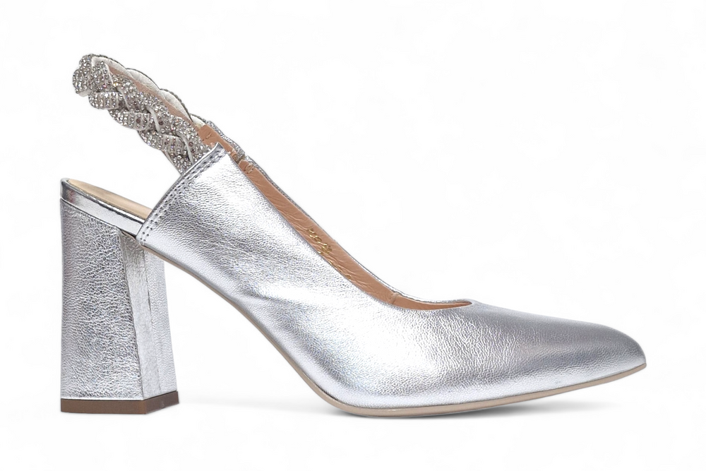 Pantofi dama eleganti piele naturala SALA dec 9954 argintiu