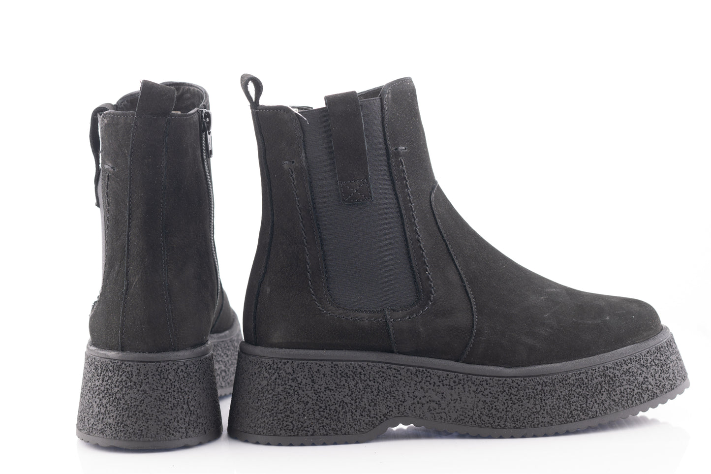 Ghete dama casual piele naturala CATALI 043 negru velur