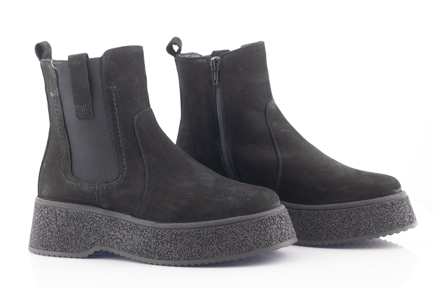 Ghete dama casual piele naturala CATALI 043 negru velur