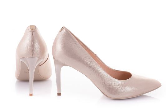 Pantofi dama eleganti piele naturala SALA 9111 auriu sim