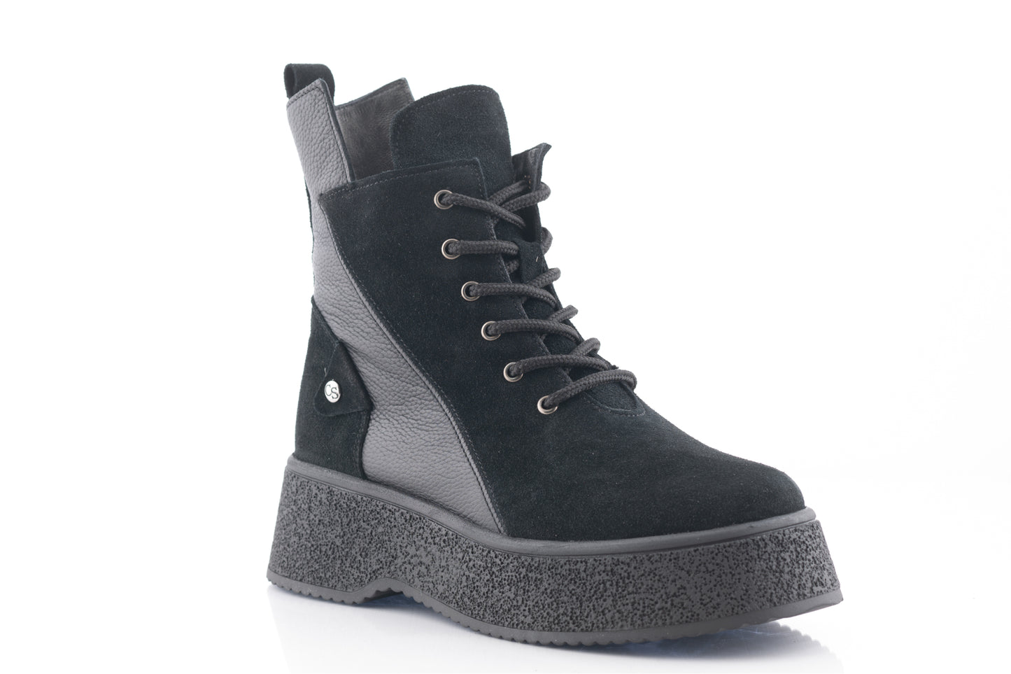 Women's casual boots natural leather CATALI 042 black velour