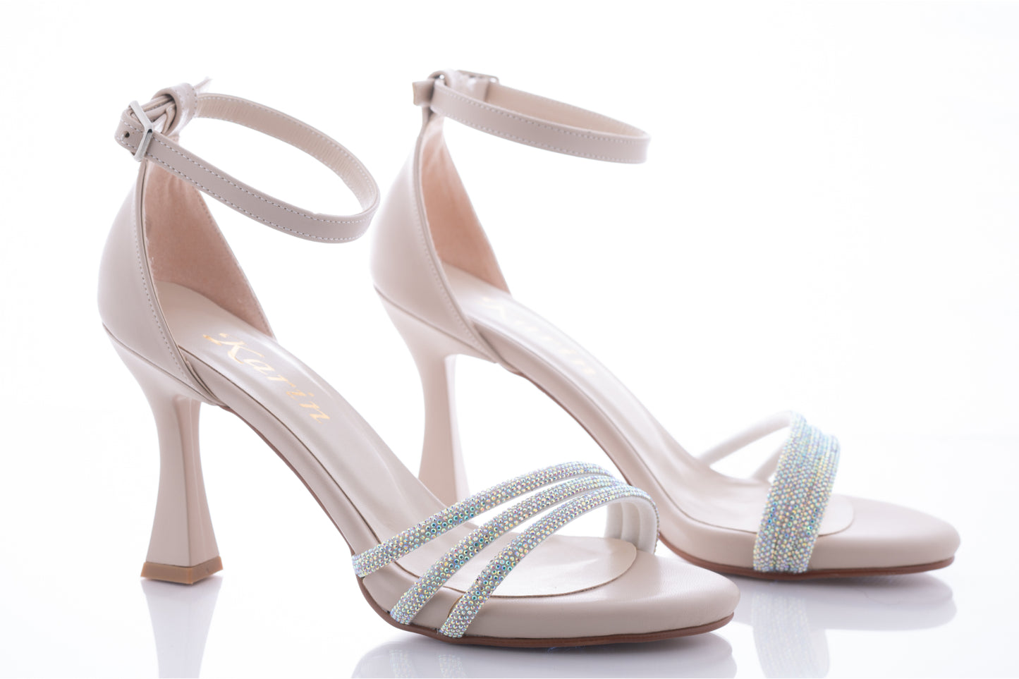 Women's casual sandals made of eco-leather KARIN 503 cream box