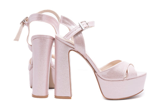 Sandale dama elegante piele ecologica KARIN 7171 pudra croco saten