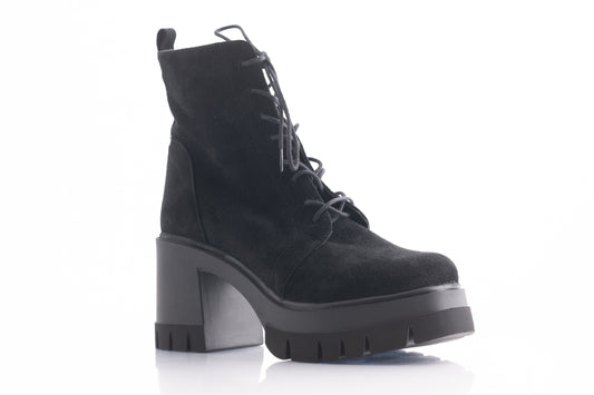 Ghete dama casual piele naturala PERLA 1617 negru velur