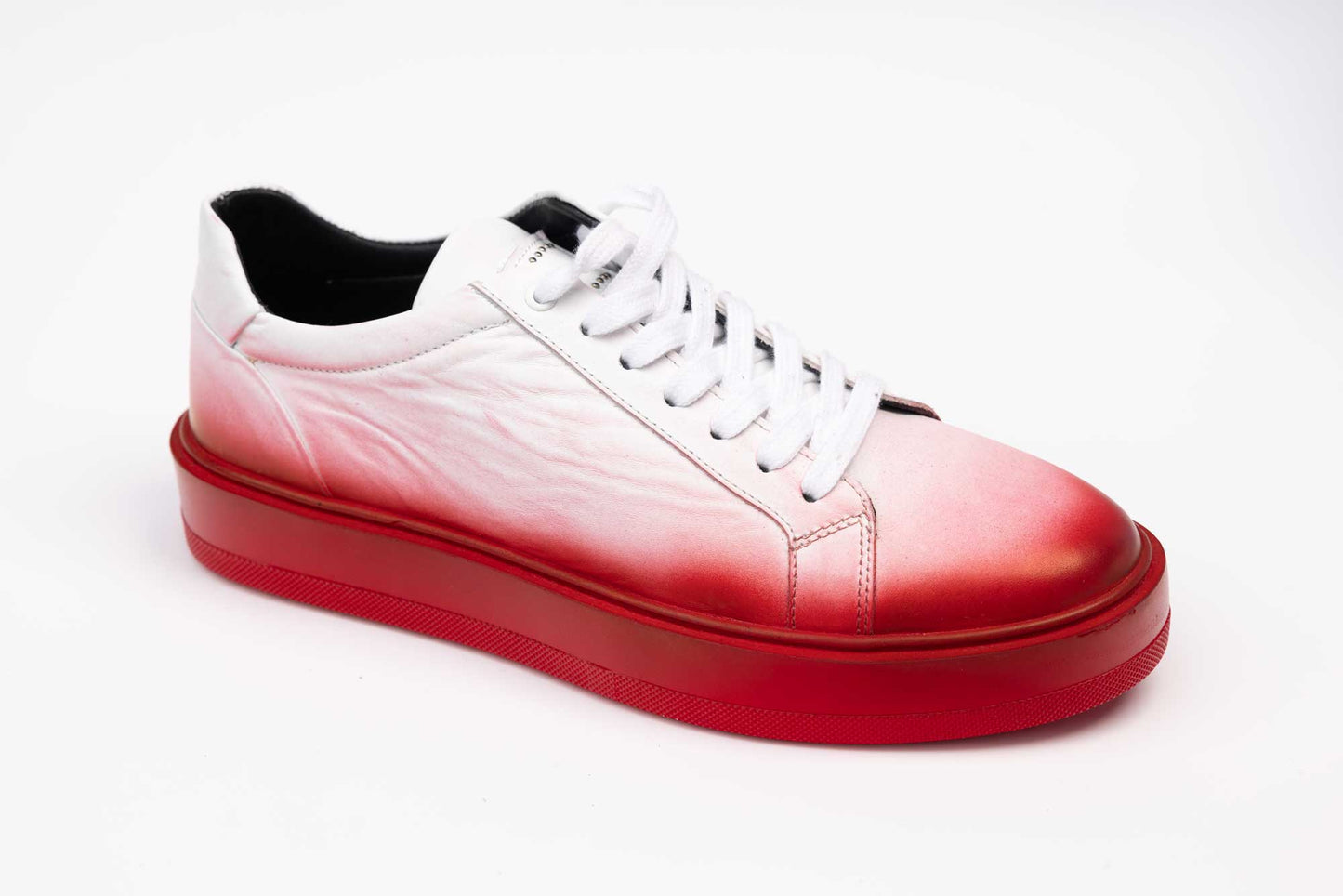 Men's casual genuine leather shoes 9800 White Red