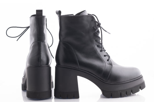 Ghete dama casual piele naturala PERLA 1617 negru box