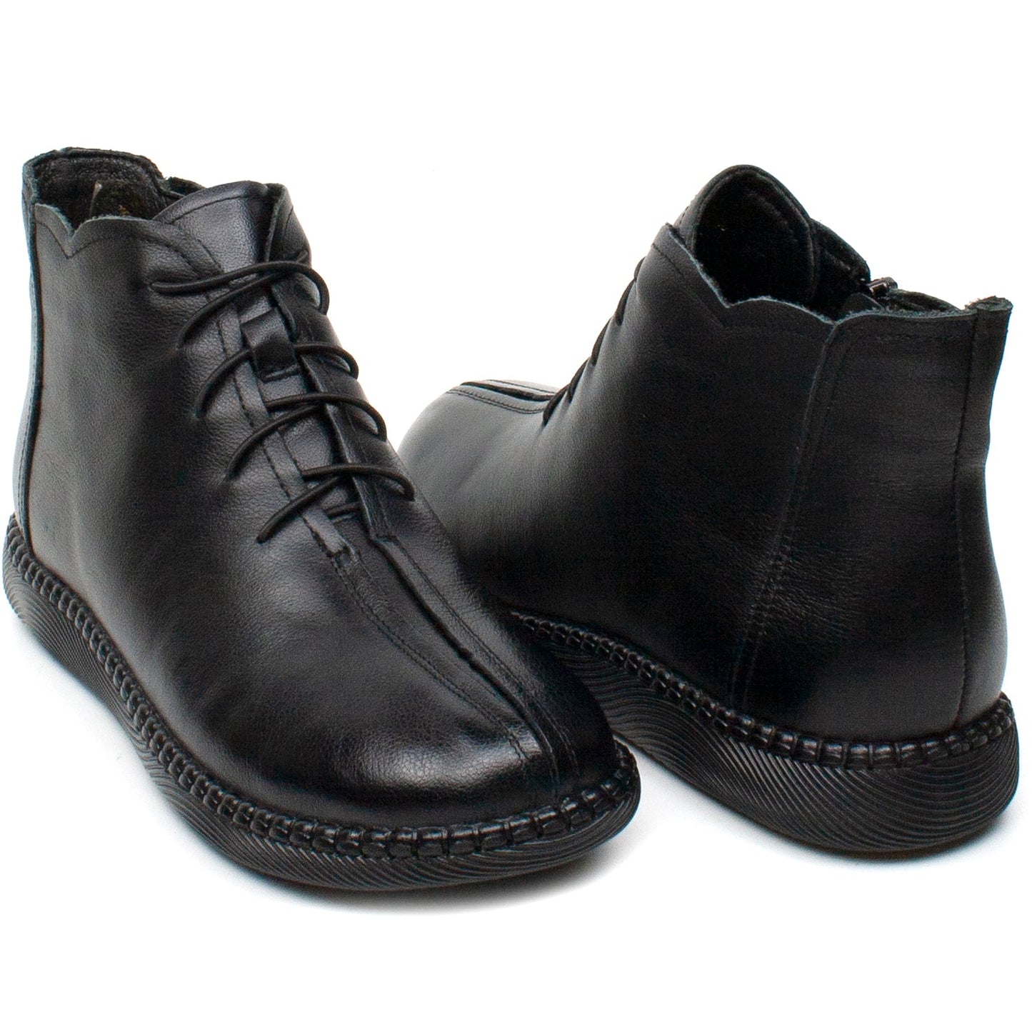 Women's casual boots made of genuine leather FORMAZIONE 9580 black