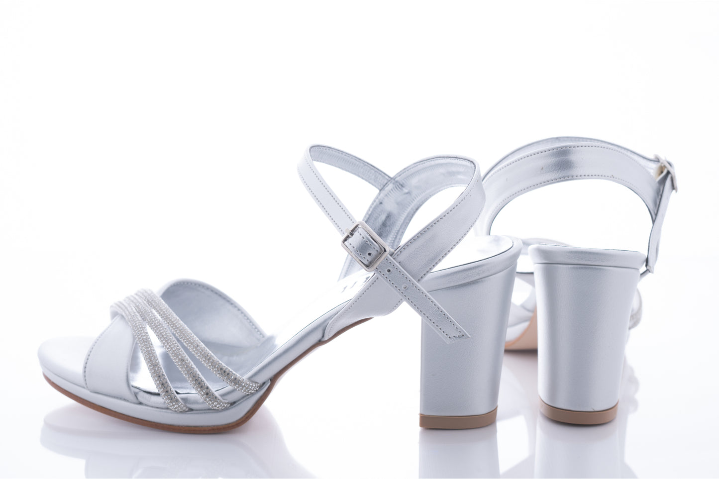 Women's casual sandals made of eco-leather KARIN 7033 silver